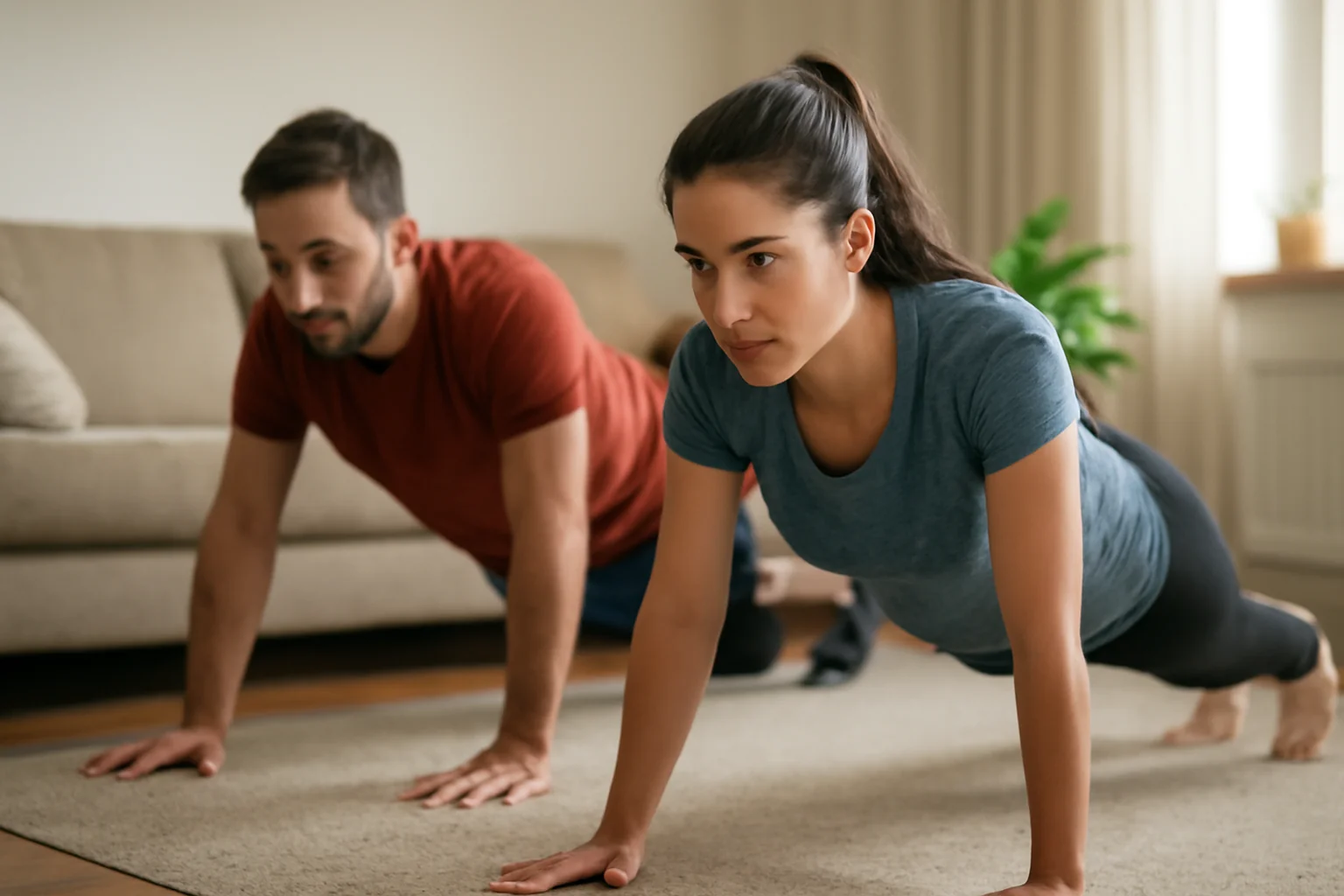 Exerciții acasă fără echipament: program complet pentru români